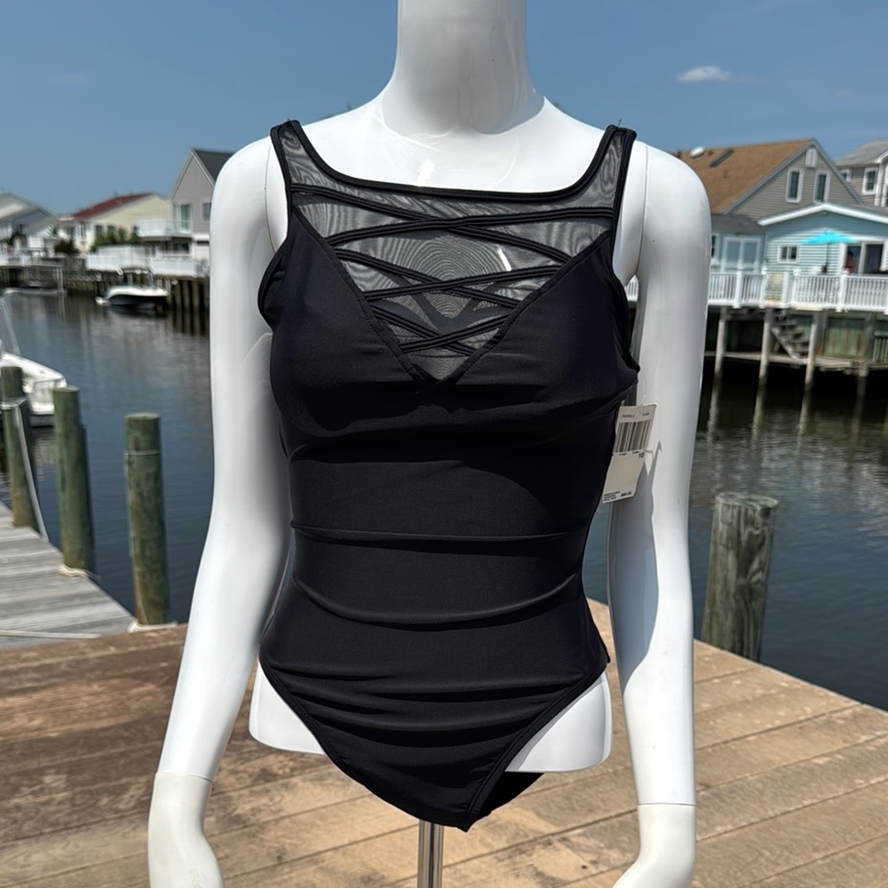 Anne Cole Black Crisscross One Piece Swimsuit